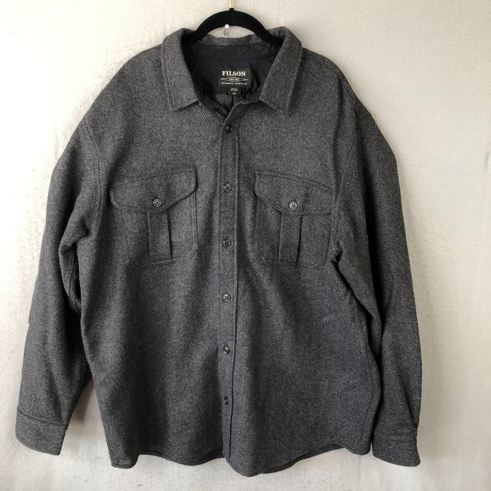 Filson Shirt Jacket Mens 2XL Gray Wool Blend Button Up Seattle Workwear Outdoor - Picture 1 of 15